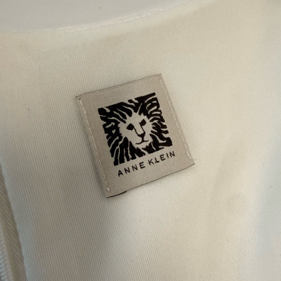 Anne Klein White Textured Cap Sleeve Belted A-Line Dress - Picture 6 of 6